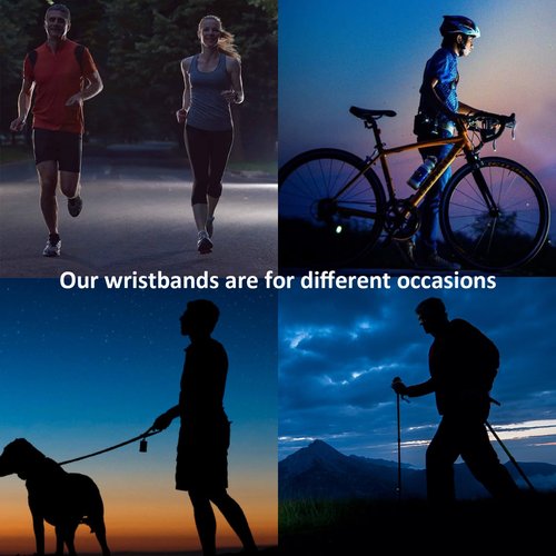 Vantone LED Safety Wristband Lights-2 Pack Rechargeable High Visibility Luminous Band Night Running Light Glow Bracelets Reflective Gear Set for Night Cycling Walking Jogging Fishing Camping (Green)