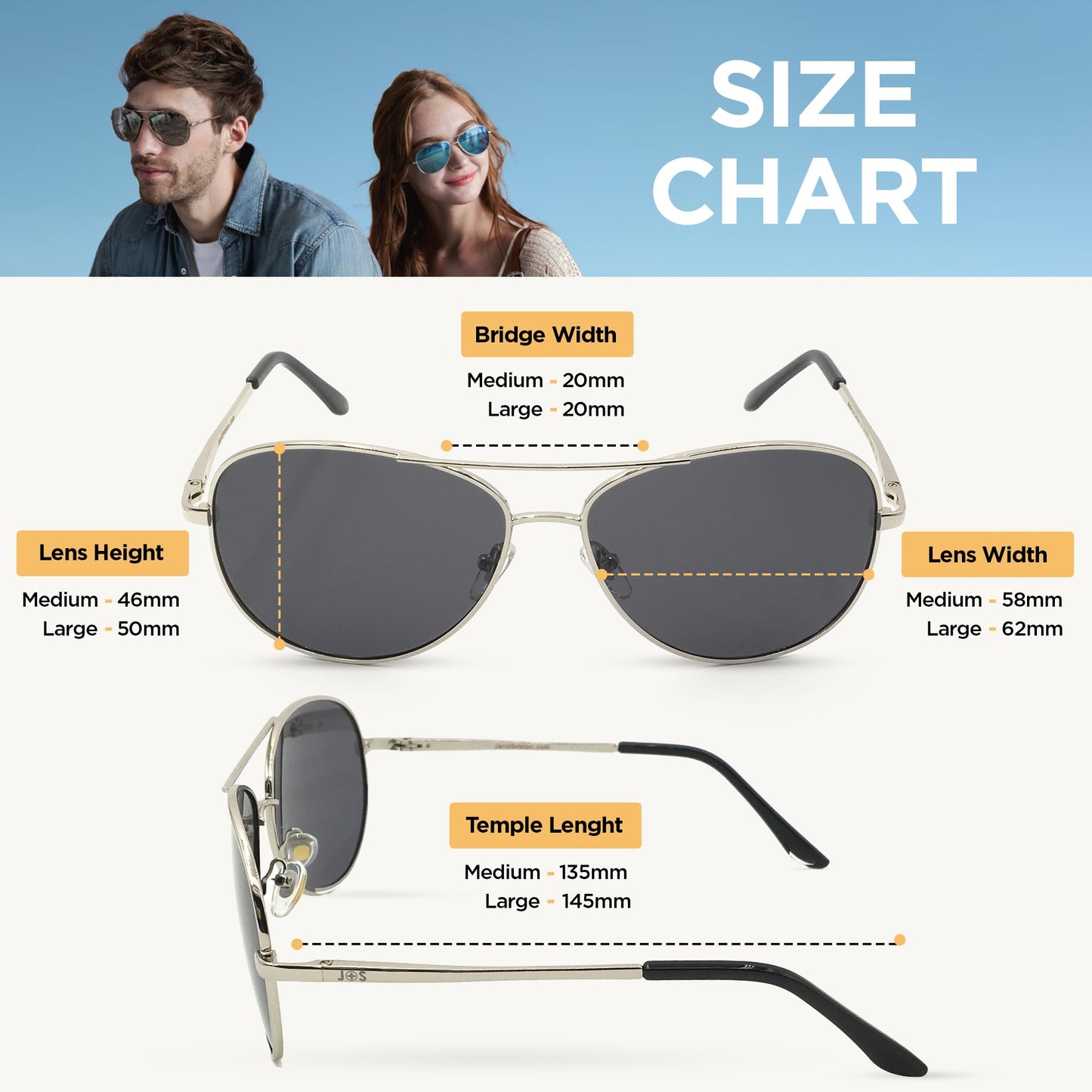 J+S Premium Military Style Classic Aviator Sunglasses, Polarized, 100% UV protection for Boys Girls (Small Frame - Silver Frame/Black Lens)