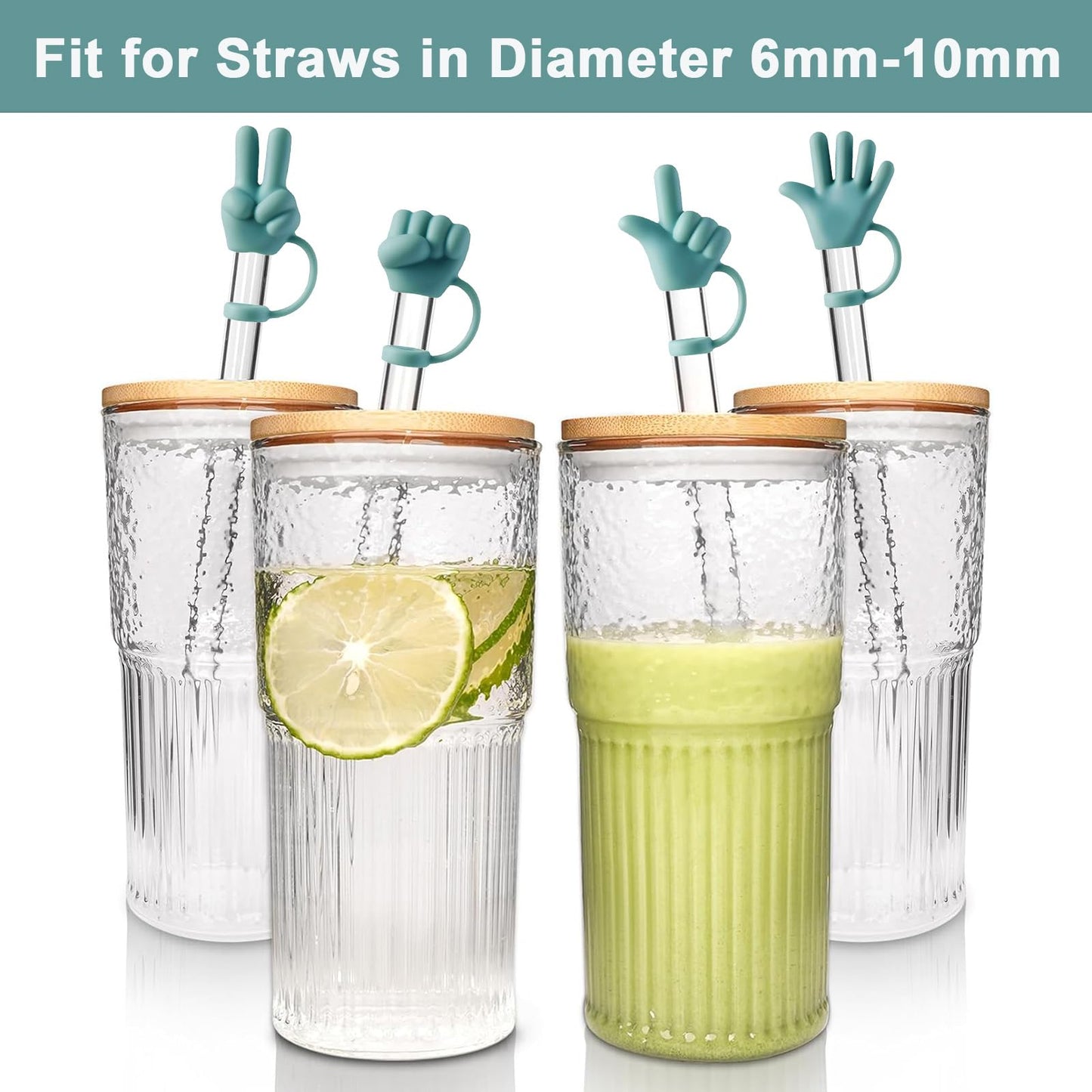 Green Straw Cover Cap for Stanley Yeti Owala Hydro Flask Meoky Beast Hydrapeak, Silicone Straw Toppers for Tumbler Straws in Diameter 6mm-10mm, Fun Dust-Proof Reusable Cup Accessories Mom Dad Gifts
