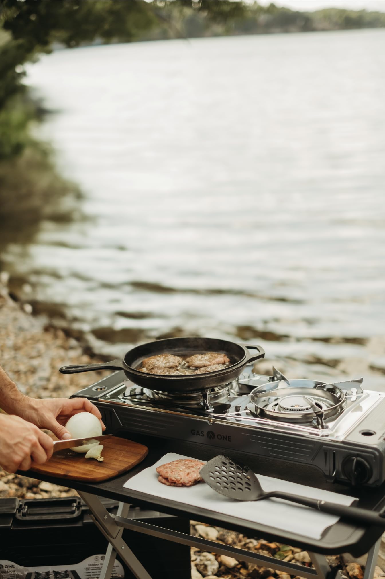 GasOne 2-Burner Portable Camp Stove - High Output 15,300 BTU - With Durable Carrying Case, Automatic Ignition, Safety Features, Perfect for Camping, Hiking, Tailgating, and Emergency Preparedness