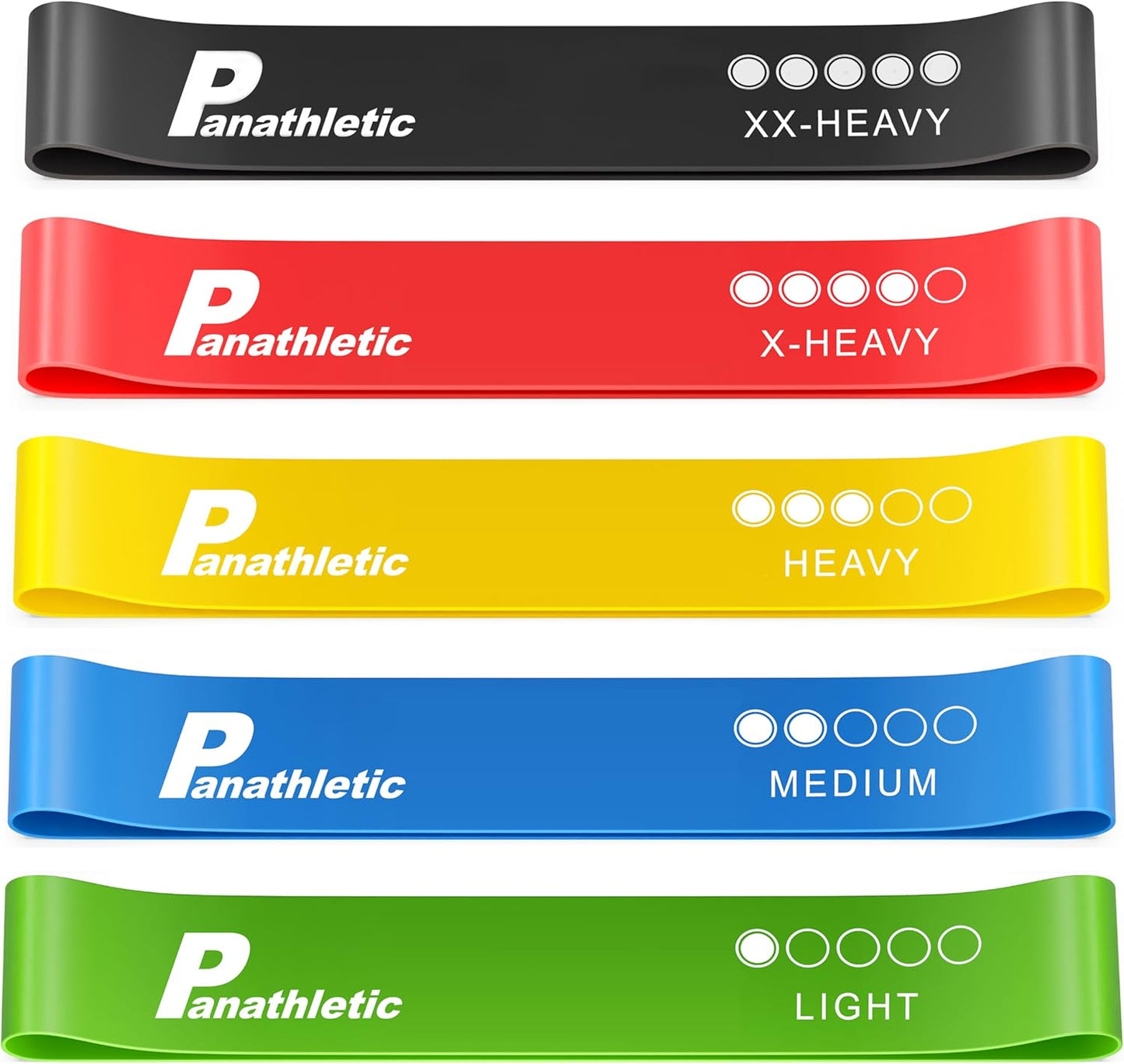 Resistance Bands, Set of 5 Bands – 5 Different Resistance Levels, Exercise Guide, eBook, Carry Bag – 5X Booty Loop Band for Butt and Legs Women - Fitness Stretch Band for Workout Men