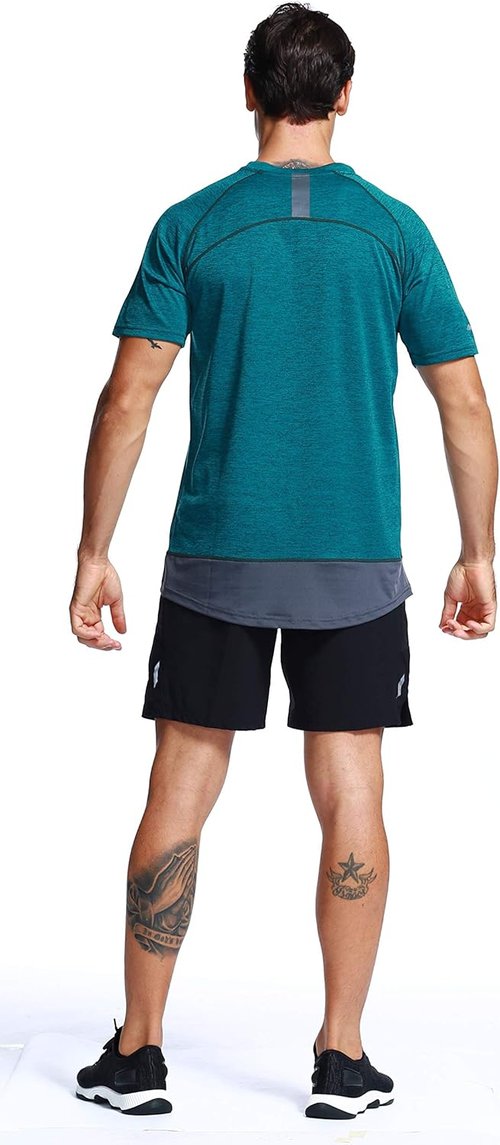 Mens Running Dry Fit T-Shirt Athletic Outdoor Short Sleeve Comfortable Sports Top
