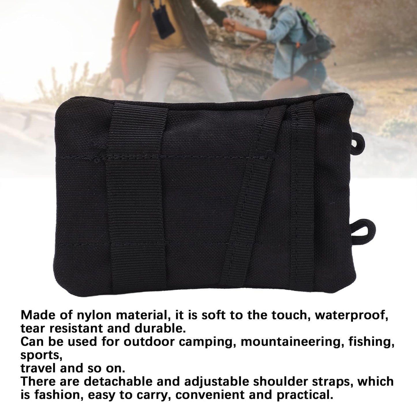 Fashion Waist Pack, Portable Travel Zipper Waist Bag Waterproof Outdoor EDC Molle Pouch Wallet for Camping Hiking Running Cycling Tactical Molle Pouch Compact EDC Tool Pouch with Shoulder Strap(Black)