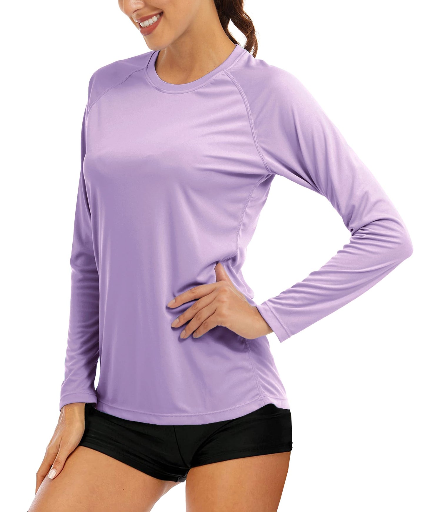 MAGCOMSEN Sun Protection Shirts for Women Long Sleeve Shirts for Women Athletic Shirts Womens T Shirts Womens Shirts Fishing Shirts for Women Grey Purple