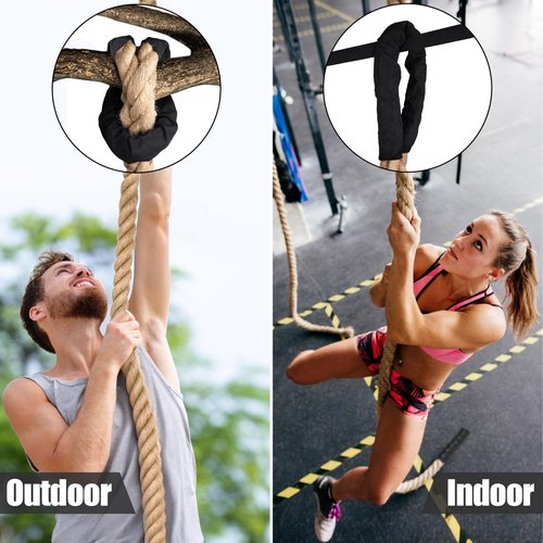 XBEN 1.5 Inch Jute Climbing Rope 20FT - 550 LBS Heavy Duty Workout Rope for Gym, Fitness, Tree Swing, Obstacle Course, Heat-Shrink Caps & Natural Non-Slip Grip