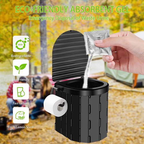 Portable Toilet Kit for Adults, Camping Toilet with Pop-Up Privacy Tent and Poo Gel Toilet Bags, Washable Portable Outdoor Showers Changing Rooms