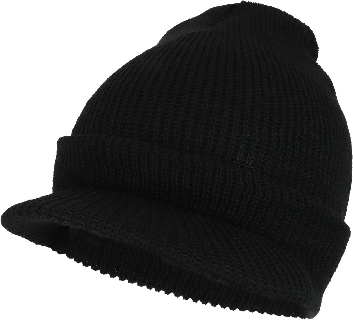 Armycrew Made in USA Government Issue Wool Ribbed Visor Beanie Cap