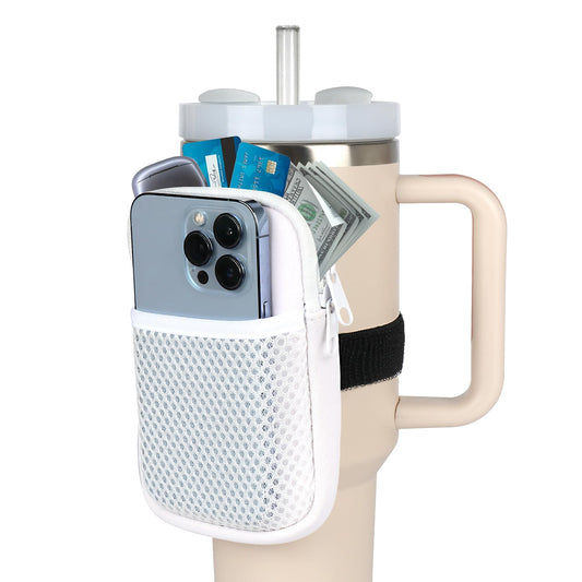 evron Water Bottle Pouch for Stanley Cup, Stanley Cup Accessories 40oz with Spacious Opening Mesh Pocket Fit for Most Mobiles,Gym Accessories Slip Proof Elastic Armband Tumbler Pouch