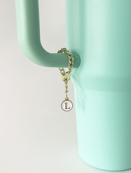 Tovly 2PCS Stanley Cup Accessories Letter Charms Name ID Initial Letter Handle Personalized Charm For Stanley Tumbler (L)