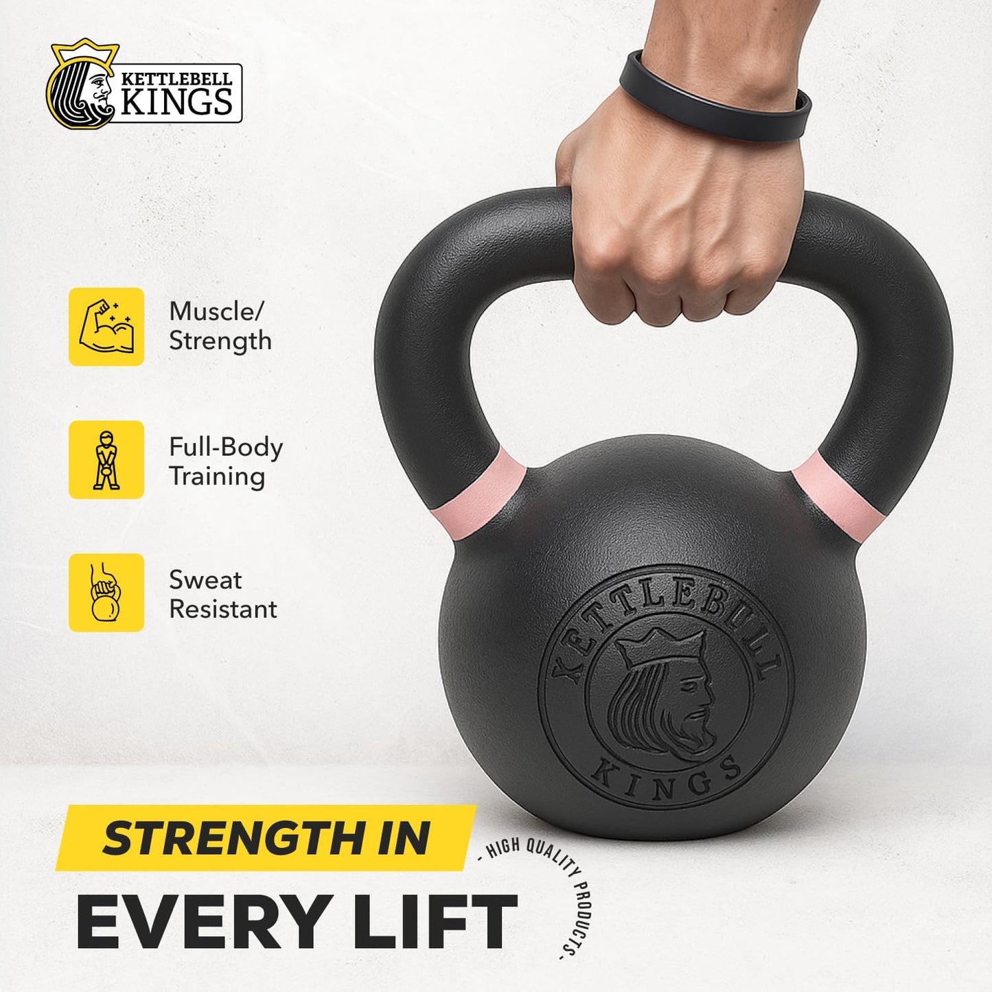 Powder Coated Kettlebell Weights 5-90 LB | Durable Gym Equipment for Strength Training