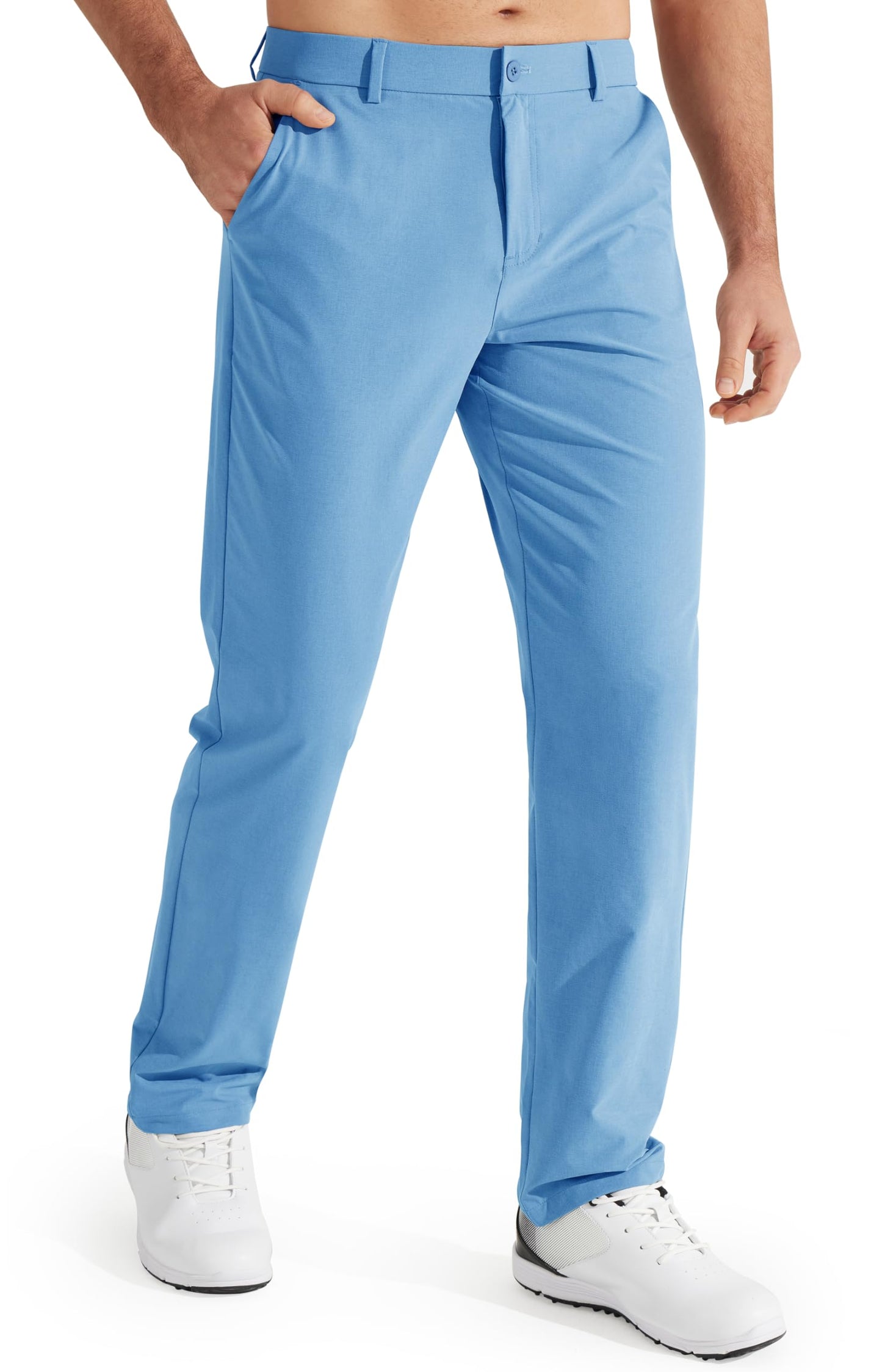 Libin Mens Golf Pants Classic Fit Stretch Work Dress Pants 32" Quick Dry Lightweight Business Casual Trousers Comfort Water Resistant, Brilliant Blue, 30W x 32L