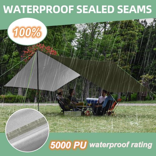 Zenicham Hexagon Hammock Rain Fly - Multifunctional Waterproof 5000mm Rating Camping Tarp, UV UPF50+ Tent Tarp, Canopy Shelter for Backpacking, Hiking Travel Beach Sun Shade, 12 x 10FT
