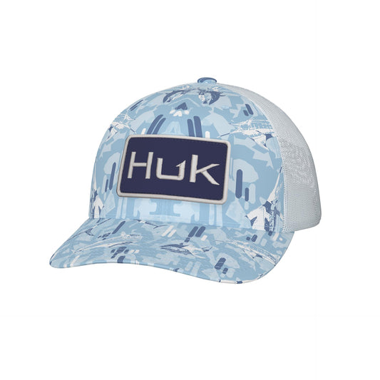 HUK KC Scott Trucker, Anti-Glare Snapback Fishing Hat for Men, Apex Vert-Ice Water