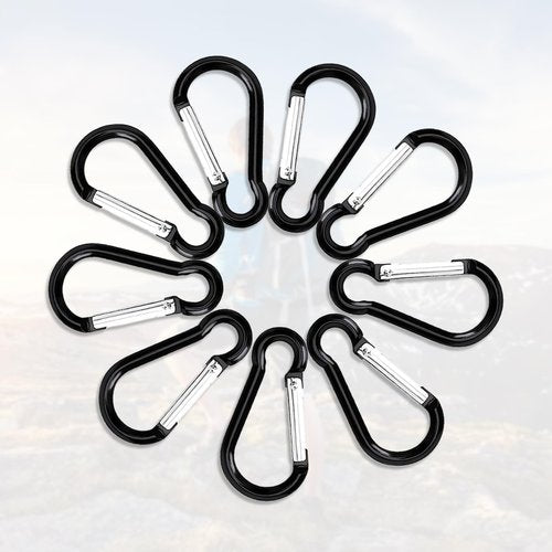 Carabiner Clip Keychain 1.81" Aluminum D-Ring Spring Loaded Gate Small Keychain Carabiners Clip Set for Outdoor Camping Mini Lock Hooks Total 40 Pcs Snap Link Durable Design Carabineer Assorted Black