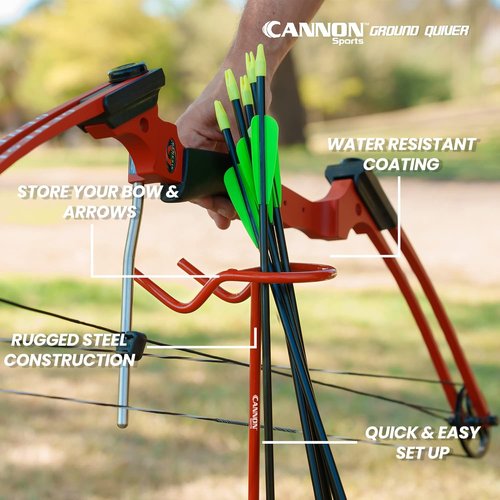 Cannon Sports Archery Ground Quiver Holds Bow and Arrows - 24 Inches High Steel Archery Bow and Arrow Holder– Easy to Install Lightweight Portable Design Arrow Stand