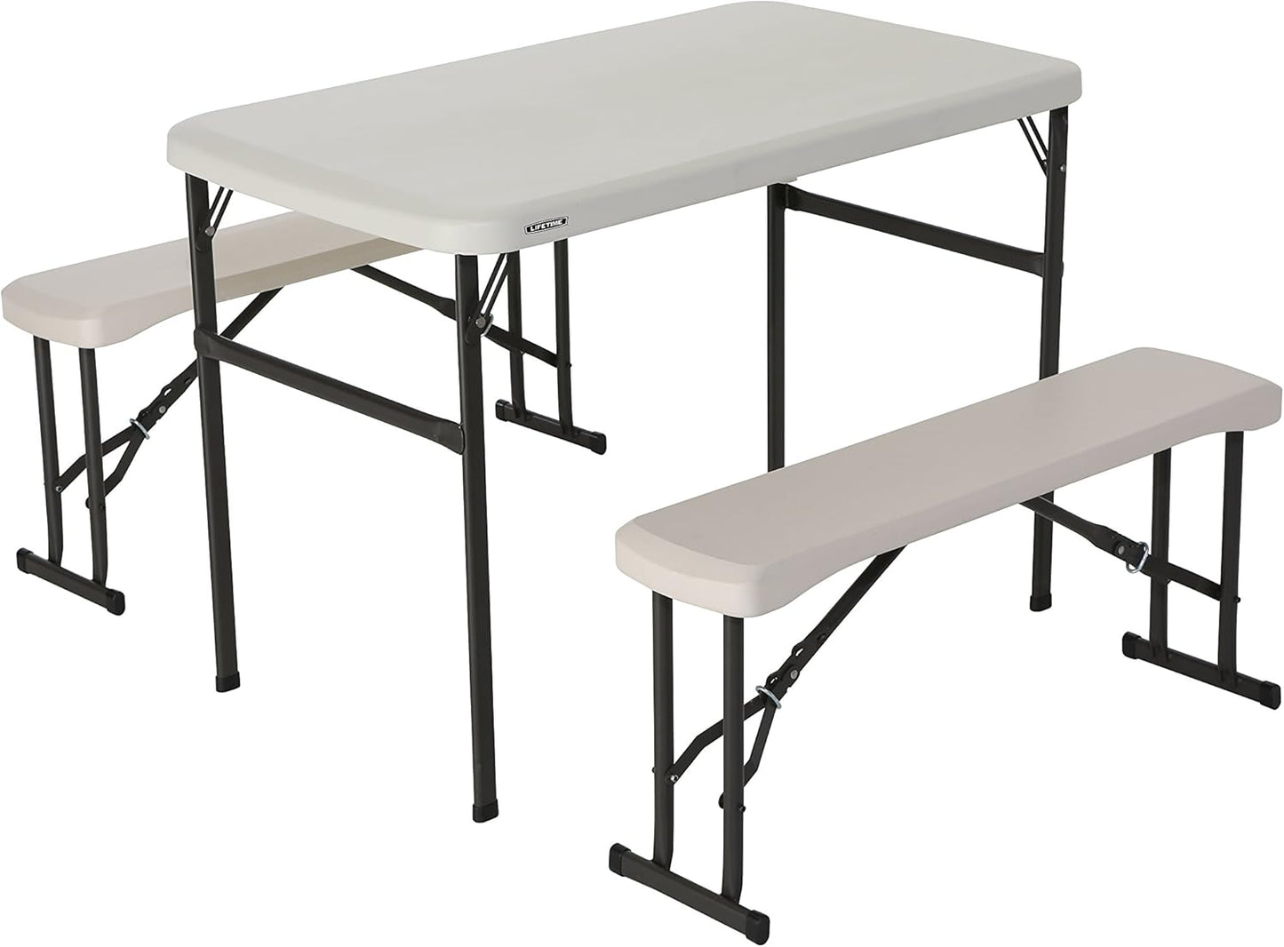 Portable Folding Camping Table & Bench Set - LIFETIME 80373, Almond Color