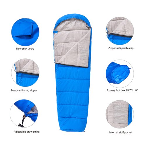 Nature Link Lightweight Mummy Sleeping Bag 2.87lbs, Backpacking Sleeping Bag 42℉-55℉, Nylon Shell and Lining, Compact, Ultralight Sleeping Bag for Backpacking Camping Hiking