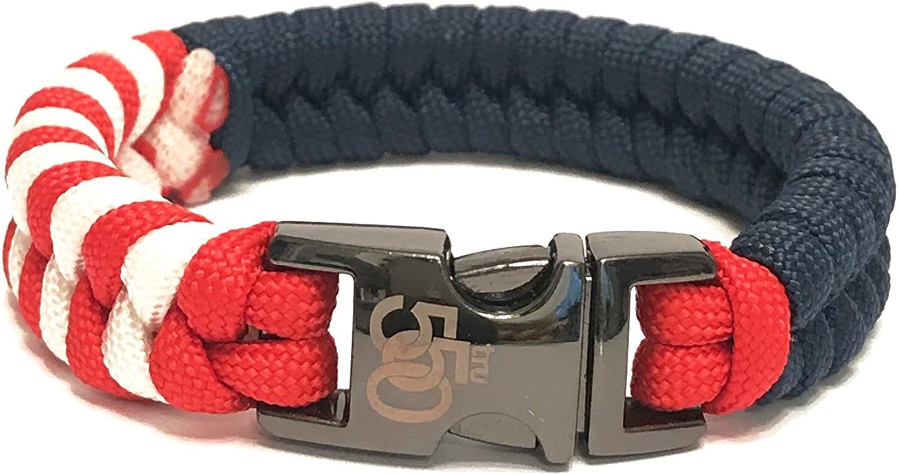 USA American Flag Mens Jewelry Paracord Survival Bracelet with Metal Buckle (Size 8.5)
