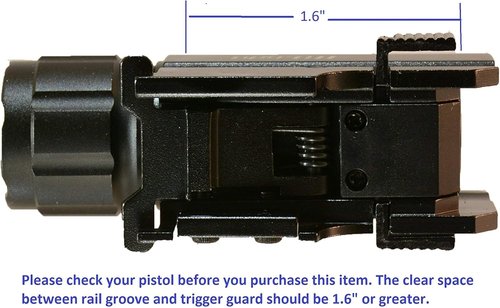 HiLight P10S 500 Lumen Pistol LED Strobe Flashlight with Weaver Quick Release for Glock Series, Sig Sauer, Smith & Wesson, Springfield, Beretta, Ruger, and Heckler & Koch, etc.