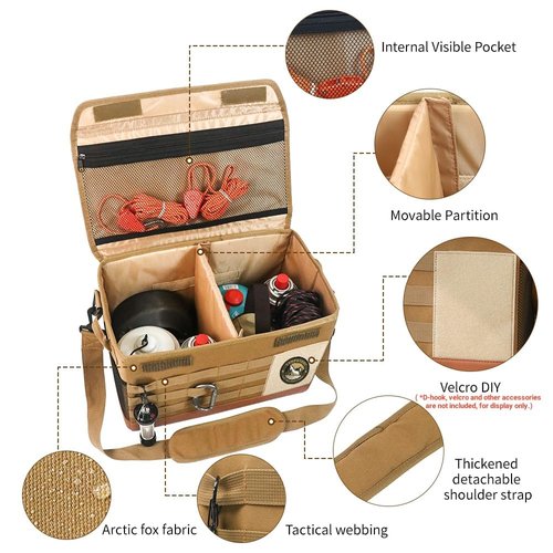 PSKER 18L Camping Storage Bag, Multifunctional Waterproof Picnic Basket, Tent Stakes Organizer,with Adjustable Shoulder Strap for Hiking Cookware, Travel, Car