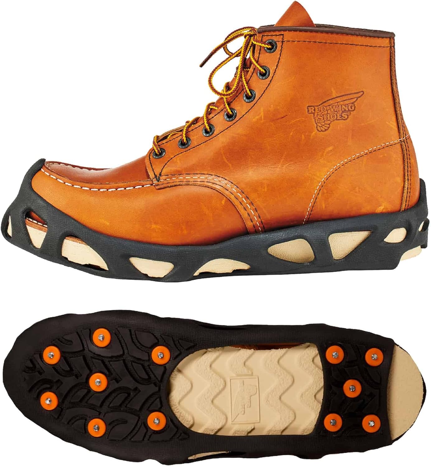 Ergodyne TREX 6304 Performance Traction Cleat Grips Ice and Snow, One-Piece Easily Attaches Over Shoe/Boot with Carbon Steel Spikes to Provide Anti-Slip Solution, Large,Black