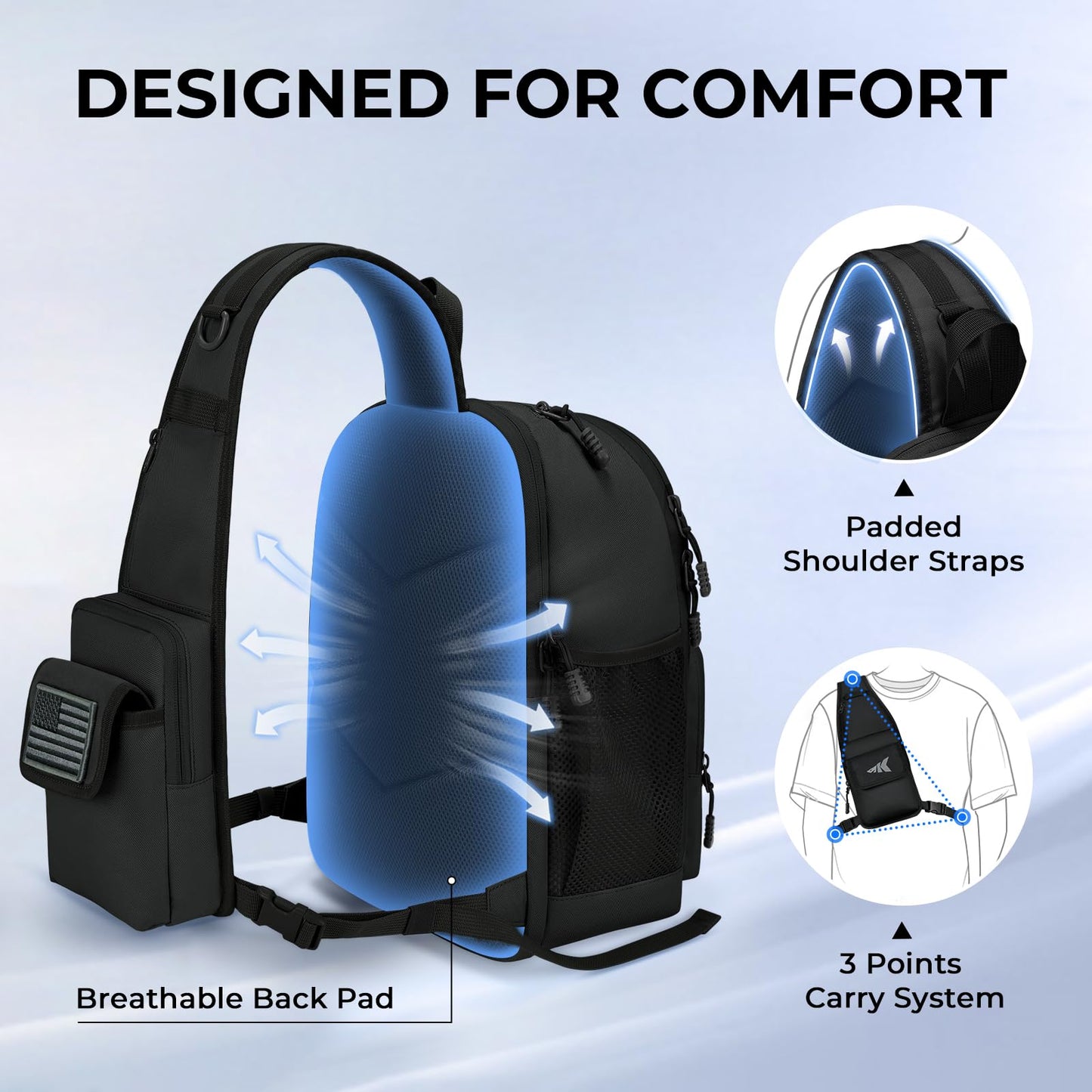 KastKing KarryAll Fishing Sling Tackle Bag with 2 Tackle Trays, Tactical Fishing Tackle Storage Bag, Fishing Gear Storage