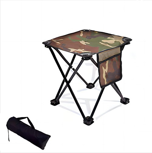 Qesonoo Mini Portable Folding Stool, Camping Fishing Stool for Adults Fishing Hiking Gardening and Beach with Carry Bag, Hold Up to 450lbs(Camouflage) (13" L x 13" W x 13" H)