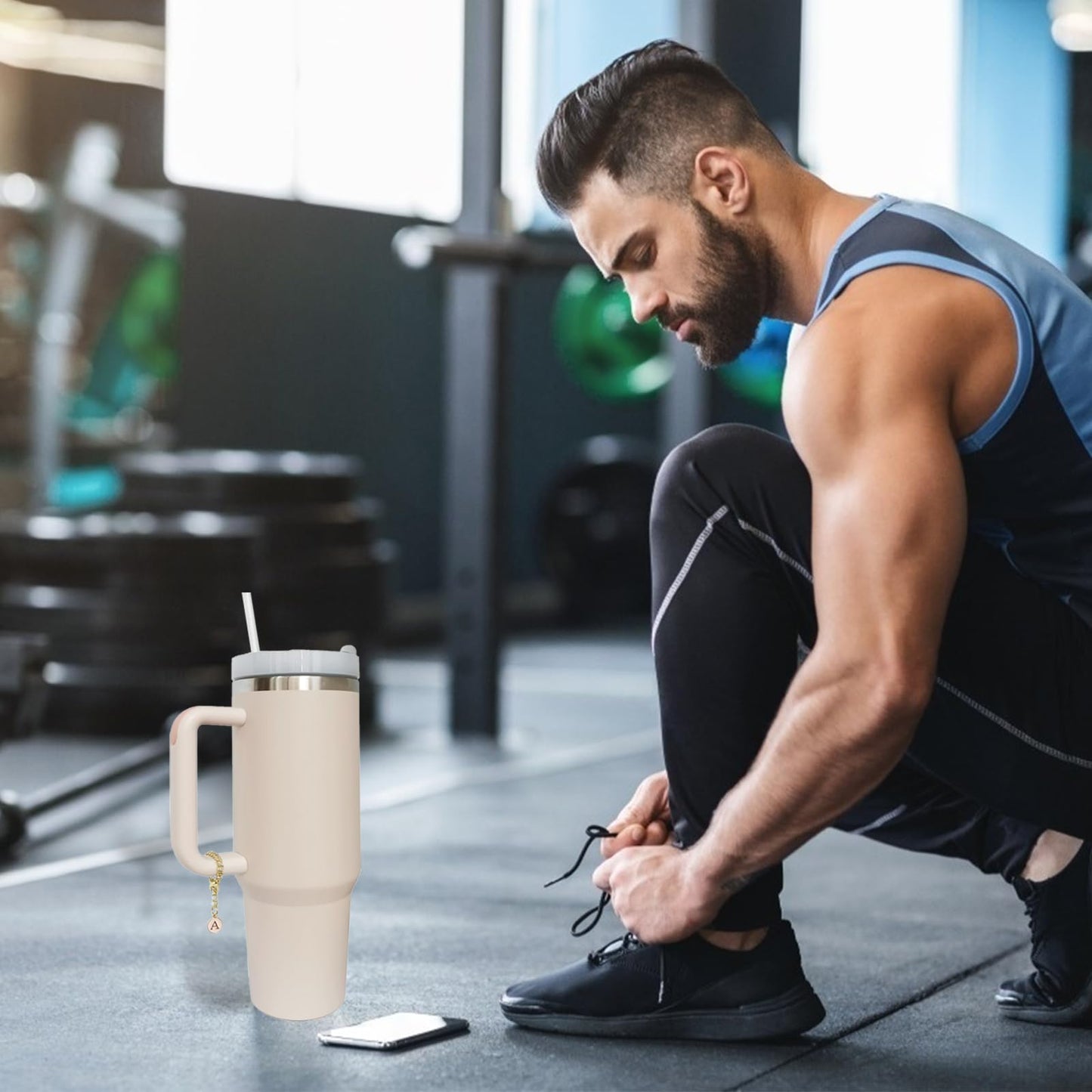 JOOEASI Letter Charm Accessories for Stanley Cup, 2PCS Initial Name ID Letter Handle Charm for Stanley 20 30 40 oz Tumbler with Handle (A)