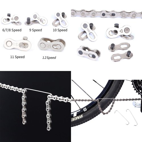 GWANJYUT Bike Chain Removal Tool include Bicycle Chain Checker,Chain Brushes, Chain Hook,Cleaning Sponge,5pcs 6/7/8/9/10/11/12 Single Speed Master Link