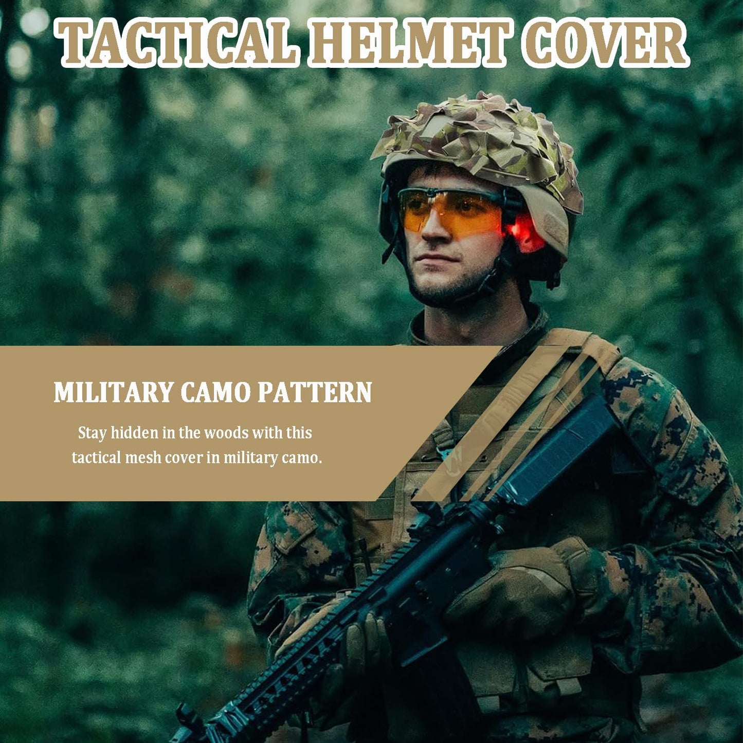 Favuit Tactical Helmet Cover, Camouflage Fast Helmet Cover Adjustable Tactical Gear Paintball Airsoft Equipment fit PJ BJ MH Fast Helmets(Desert Camo)