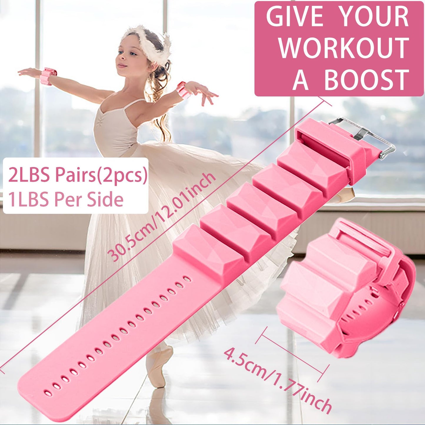 ANYEEK Pink Ankle & Wrist Weights: Adjustable 2lbs (1lb Each) for Women & Men - Walking, Pilates, Yoga Workout at Home - Hand Weights for Women at Home, Set of 2 (1lb Each)