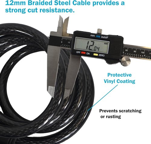 Lumintrail 4 Feet Bike Locks 2 Pack Heavy Duty Anti Theft with Combinations - Bike Cable Lock with Mounting Bracket (2 Pack, Black)