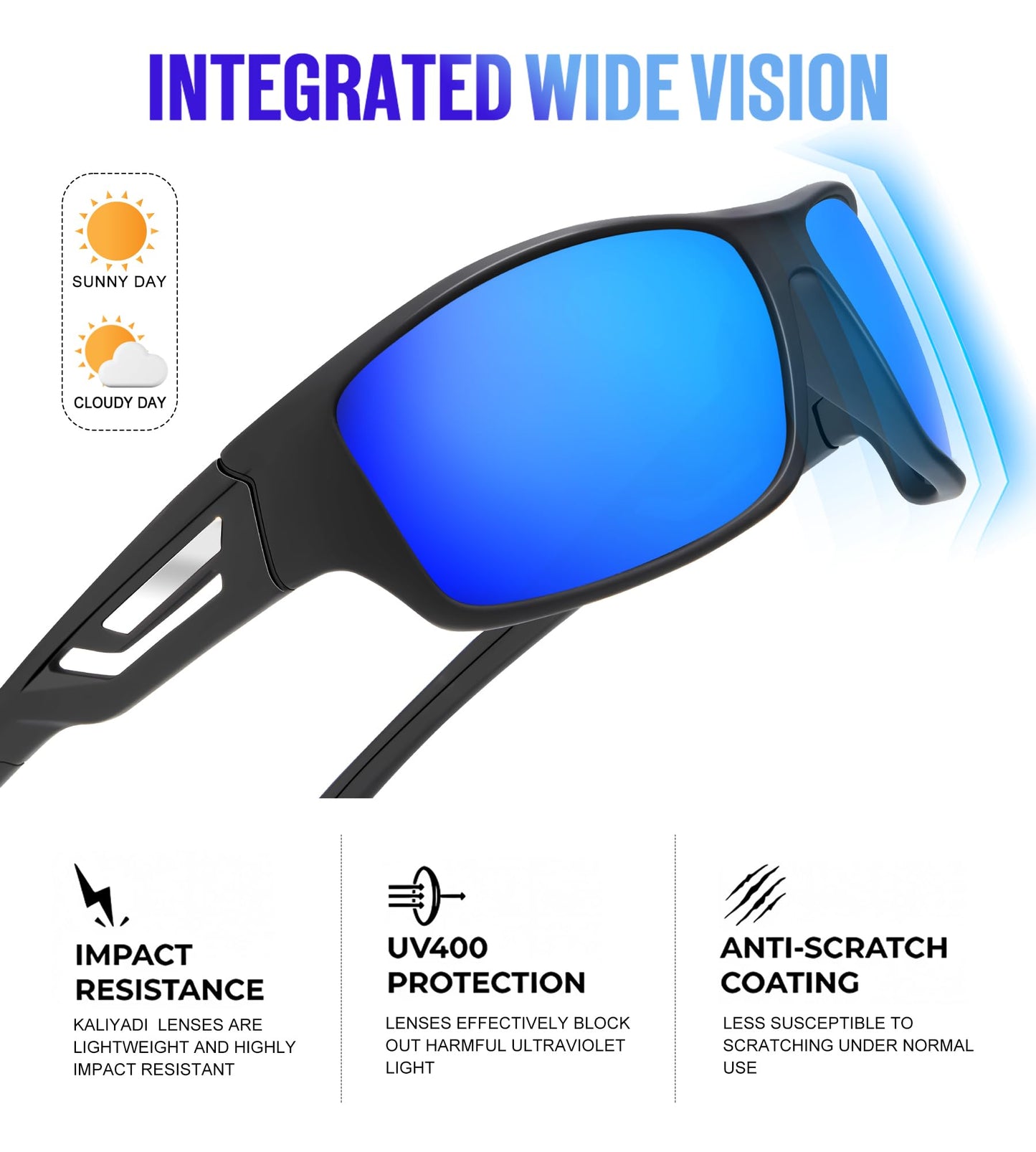 KALIYADI Sunglasses-Men Polarized Sports Sun-glasses: Mens Sunglasses Polarized UV Protection Driving Running Cycling Outdoor