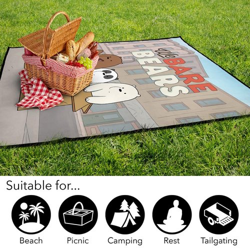 LOGOVISION We Bare Bears Picnic Outdoor Blanket, 50"x60" Baby Bears, Foldable Blanket for Picnic, Beach, Camping, Park, Tailgate