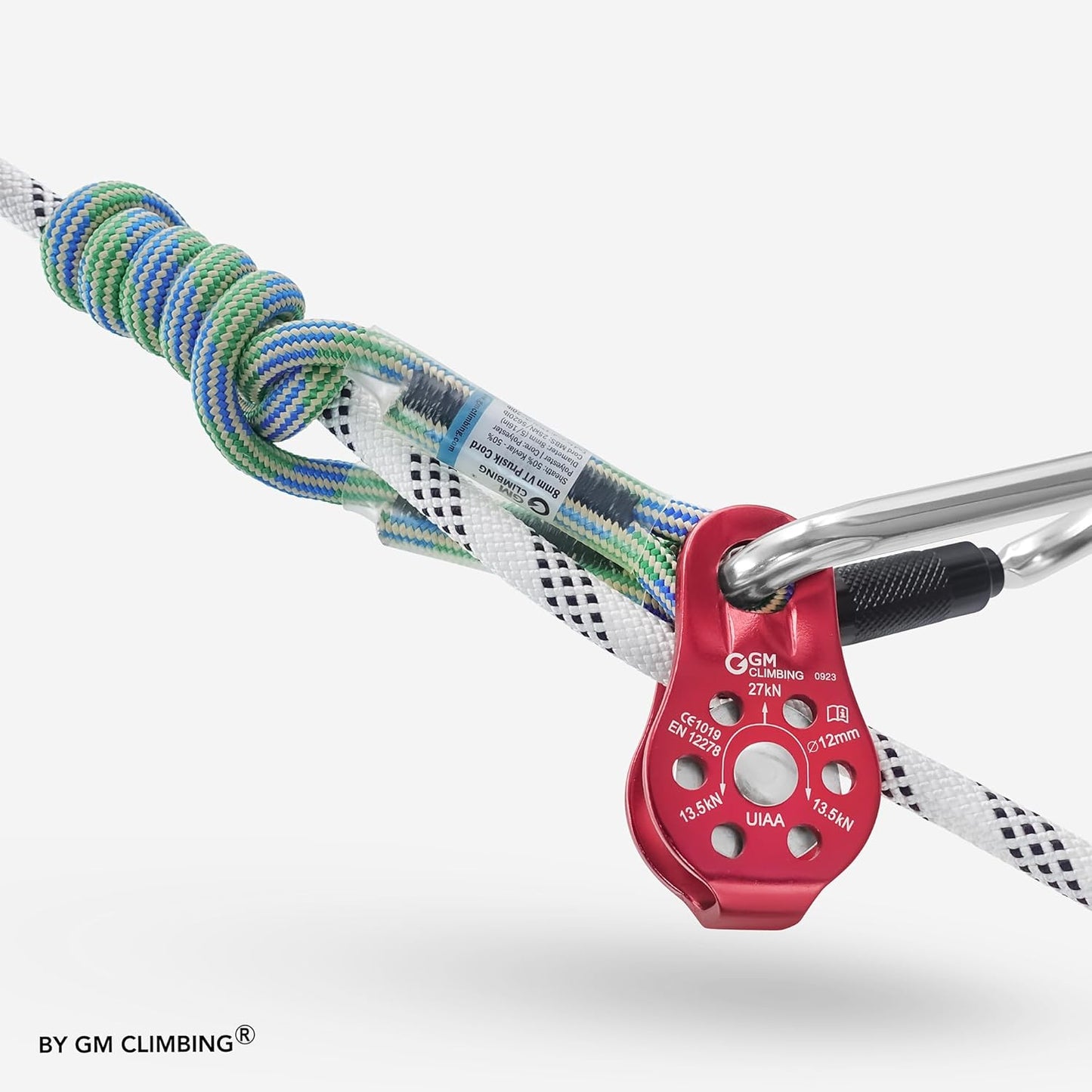 GM CLIMBING Fixed Micro Pulley 27kN CE UIAA Certified Slack Tender for Hitch Tending