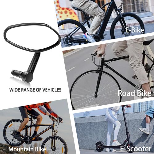CLHMILY&Z Bar End Bike Mirrors,HD Convex Automotive Glass Lens for Handlebars Wider Angle Rotatable E-Bike Mirror,Scratch Resistant Universal Elliptical Rearview Mirrors(Right)