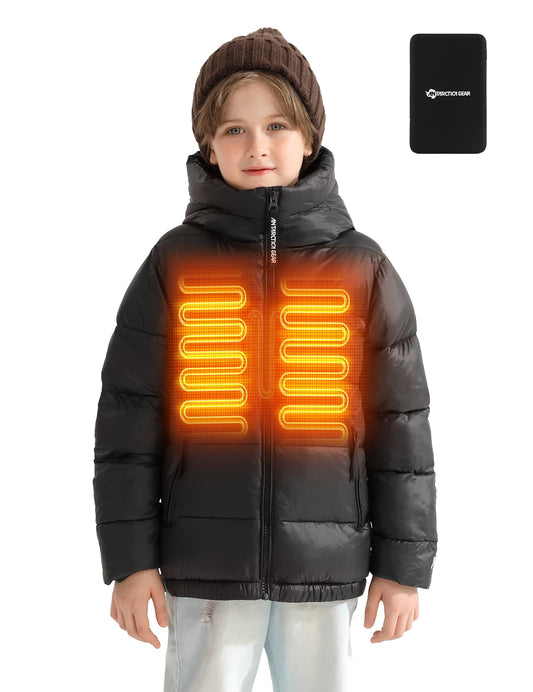 ANTARCTICA GEAR Kids Heated Jacket with 12V/5A 10000 mAh Battery Pack, 3 Heated Areas Winter Coat for Boys & Girls