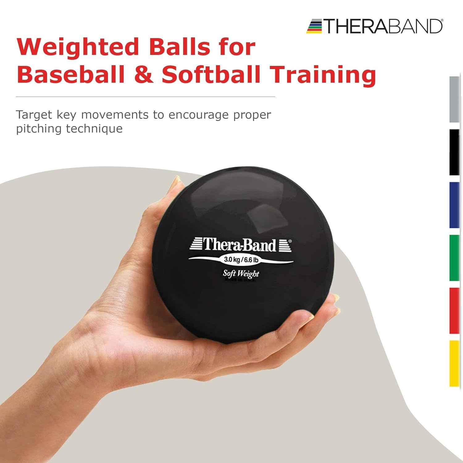THERABAND Soft Weighted Balls Set for Baseball & Softball - 4.5" Isotonic Training for Shoulder Strength & Rotator Cuff