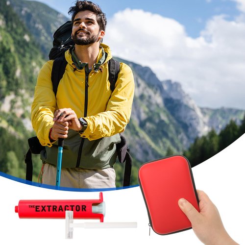 Gvhntk Snake Bite Kit Sting Kit Venom Extractor Suction Pump Emergency Sting Bite Kit First Aid Supplies for Backpacking Camping and Hiking (Red)