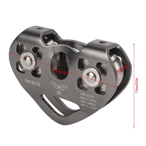Zipline Pulley, Dual Trolley Double Pulley Tandem Speed Zip Line Pulley, Climbing Pulleys for 1/4 5/16 3/8 1/2 Cable Backyard Zipline, Hauling, Rigging and Commercial Purposes