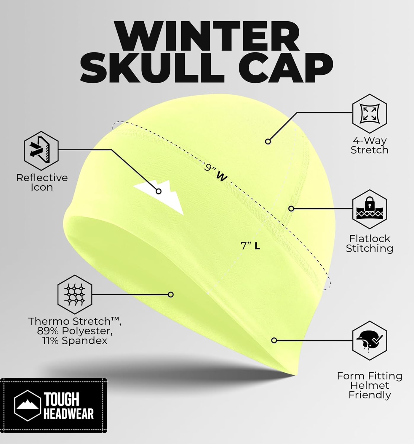 Tough Headwear Skull Cap for Men - Beanie Hats - Skully Beanie Cap - Cooling Skull Caps for Men Locs Sweat Dreads Running