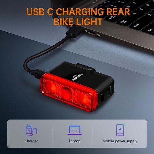 RAVEMEN TR350 Bike Tail Light, 350 Lumens Rear Bike Light with Brake Sensor Auto On Off for Night and Daytime Riding
