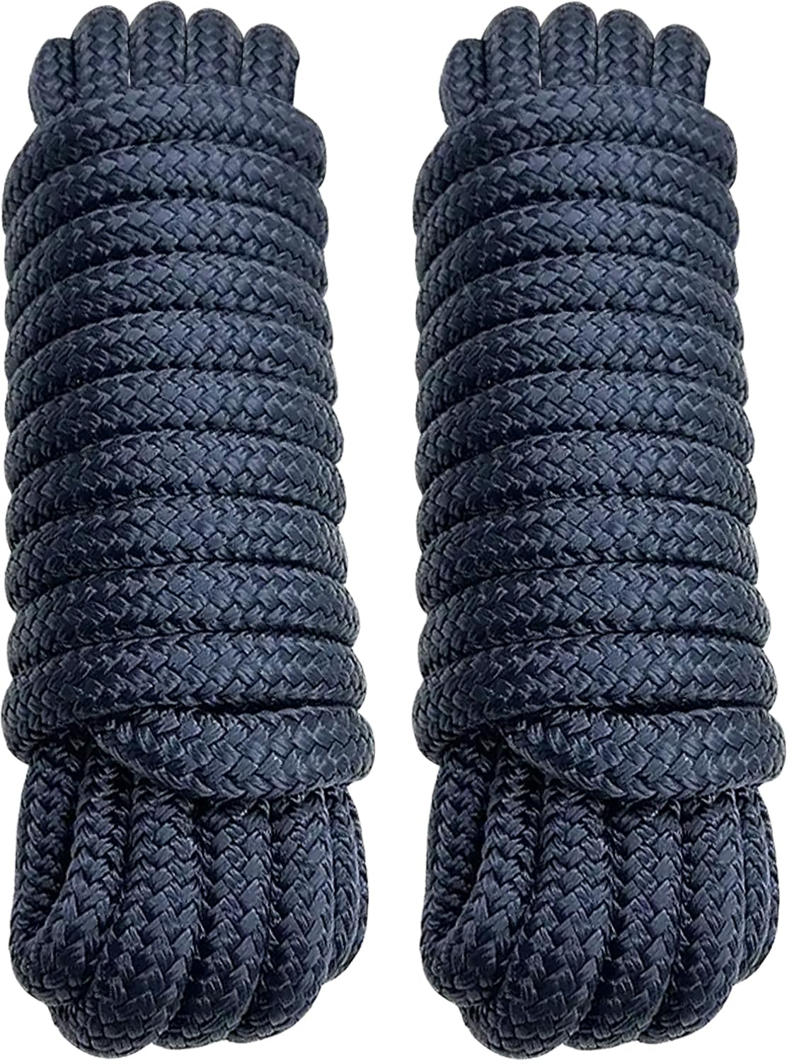 PACTHSD Double Braid 5/8" x 15' Boat Dock Lines (2-Pack) – Nylon Boat Ropes for Docking with 15" Spliced Eye – Heavy Duty Marine Rope – Soft & Durable Boat Lines for Pontoon and Light Boat (Navy Blue)