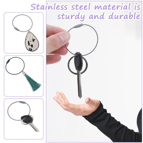 Styquenzer 20pcs Wire Keychain Cable, 6 inch Stainless Steel, Modern Keychain Accessories, Unisex-Adults, Yellow, Blue, Gray, Pink, Orange, White, Rose, Red, Purple, Dark Green, Black