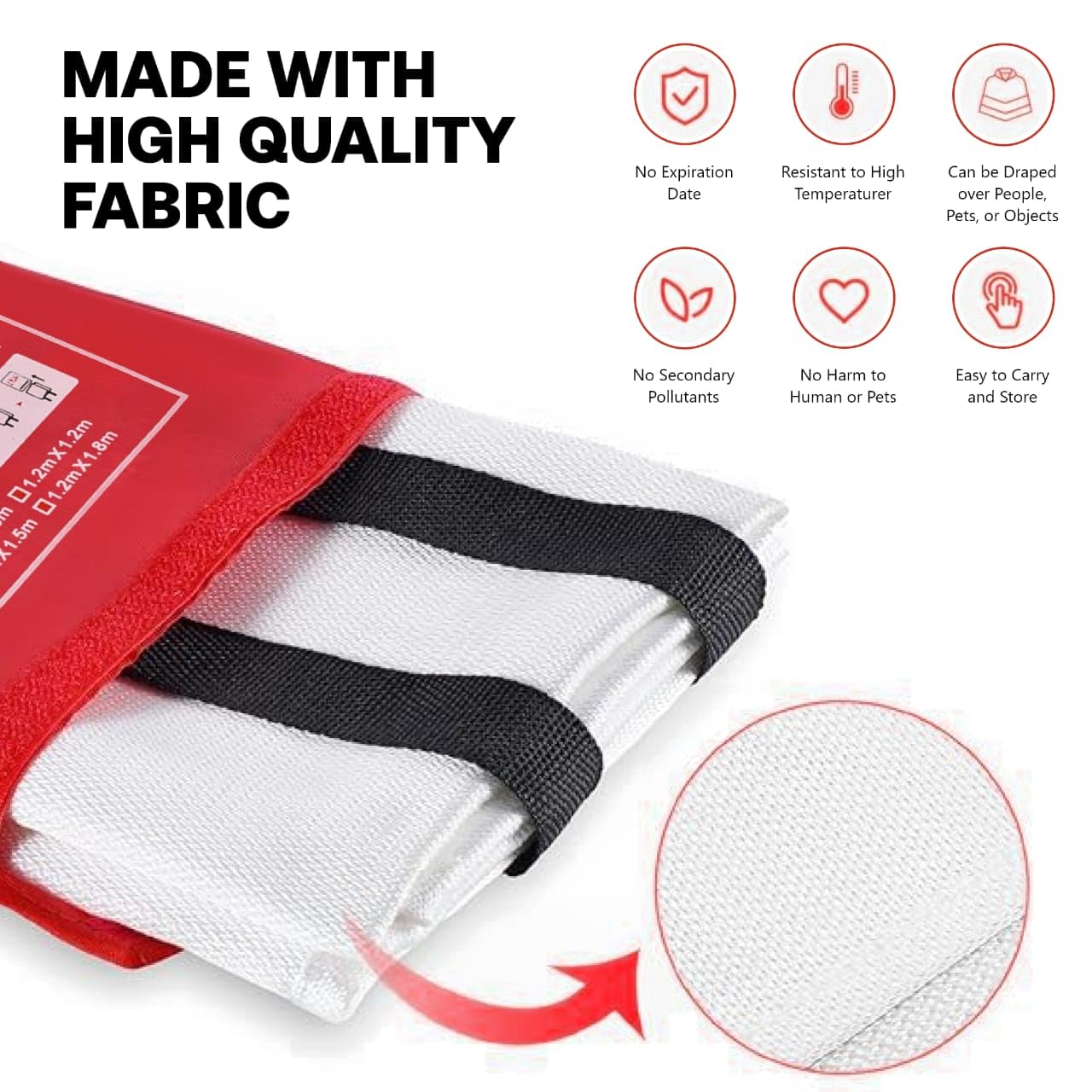 HD FLAME GUARD Comprehensive Fire Safety Kit | 2 Fire RED Blankets, Goggles, Hooks, Gloves | 40x40 INCH Size | Convenient Alternative to Bulky Extinguishers | Ensure Safety Effortlessly