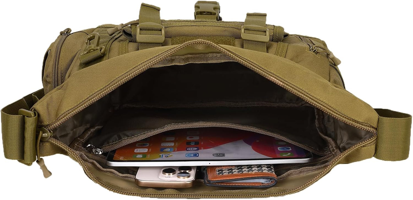 ArcEnCiel Tactical Messenger Bag Men MOLLE Sling Shoulder Pack with Patch