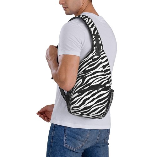 SURERUIM Zebra Print Sling Bag - Black and White Zebra Fur Pattern Crossbody Chest Shoulder Bag - Cute Animal Skin Backpack for Women and Men - Casual Gym Travel Hiking Daypack