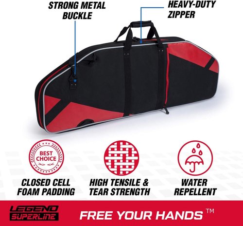 Legend Superline Soft Bow Case for Compound Bow - Thick Padded Compound Bow Case with Backpack & Shoulder Straps, Multiple Pockets, Arrow Tube Holder - Archery Bag for Gear & Accessories - 44"