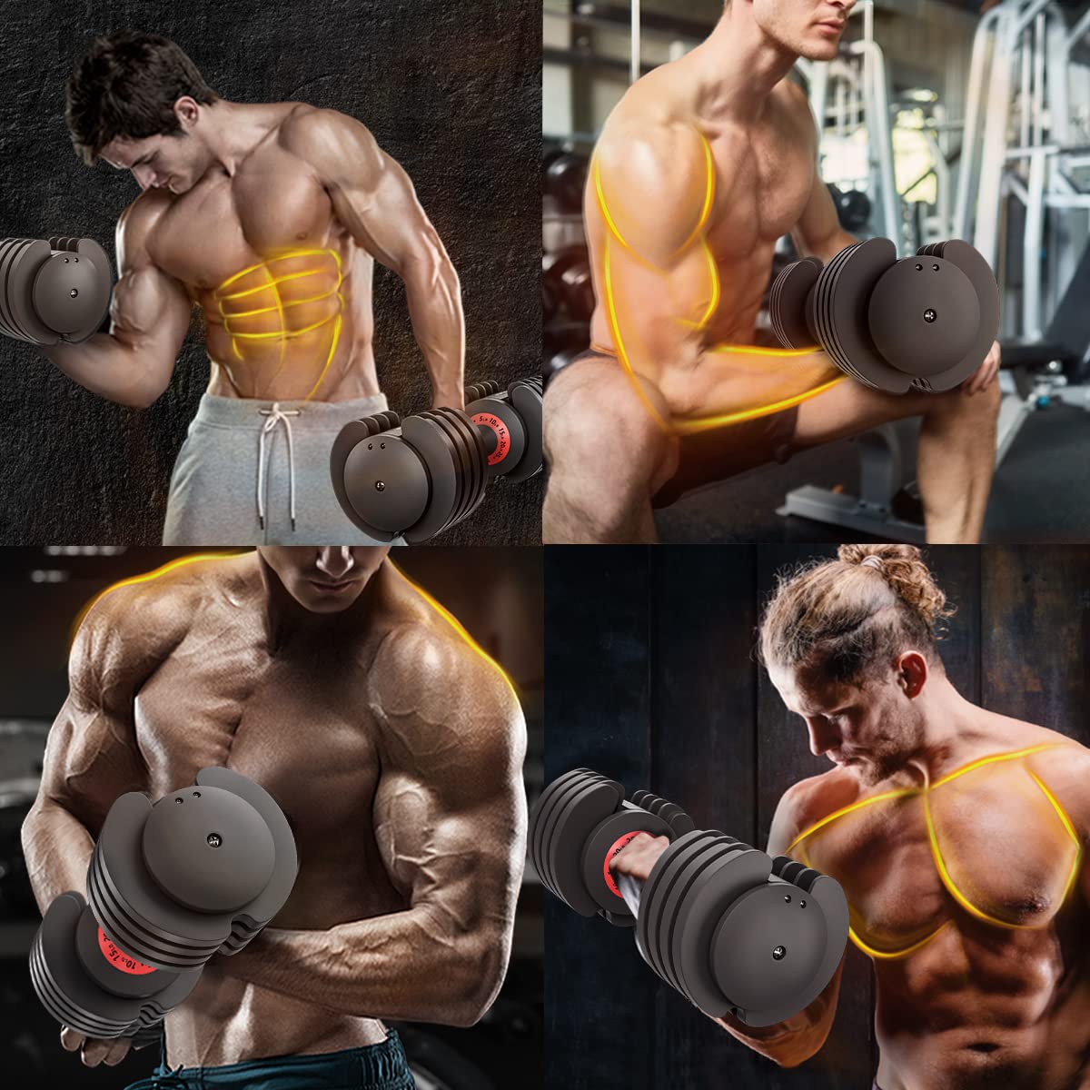 VEICK 25 lbs Adjustable Dumbbell, Fast Adjust Weight with Anti-Slip Turning Handle for Men Women, Exercise Equipment with Tray for Home Gym Full Body Workout Fitness