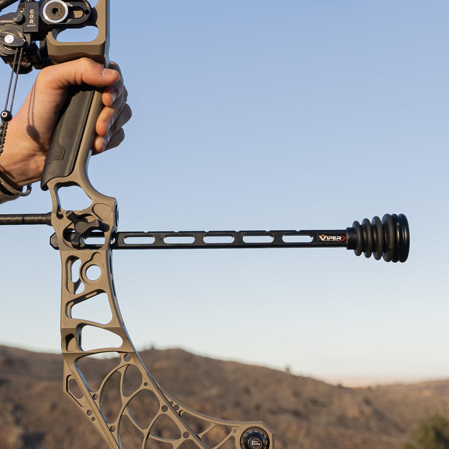 Viper Archery - Dovetail Riser Stabilizer for Compound Bows - Fits Directly in Bow Riser. Adjustable Length, Includes Lock Knob, Dampener & Weights - Archery Stabilizer Proundly Made in USA (8-inch)
